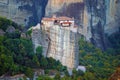 The Holy Monastery of Roussanou with its beautiful autumn panorama, Meteora Royalty Free Stock Photo