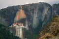 The Holy Monastery of Roussanou with its beautiful autumn panorama, Meteora