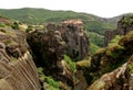 The Holy Monastery of Varlaam on the peak of limestone rock formations, Meteora Royalty Free Stock Photo