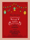 Holy month of Muslim community, Ramadan Kareem Iftar party celebration invitation card with Arabic colorful lamps or Islamic Royalty Free Stock Photo