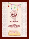 Holy month of Muslim community, Ramadan Kareem Iftar party celebration invitation card with delicious food, date, time and place Royalty Free Stock Photo