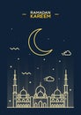 Holy month muslim Ramadan Kareem flat vector