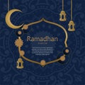 Holy Month Ramadan Kareem Illustration vector graphic Luxury ornament, lantern and moon with silhouette