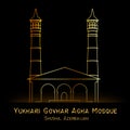 Holy Mosque in Azerbaijan Shusha cultural town Landmark icon in gold