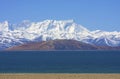 Holy mountains and lake in Tibet Royalty Free Stock Photo