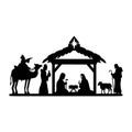 Holy Night Silhouette - Nativity Scene Of Baby Jesus Silhouette In A Manger With Mary And Joseph With The Three Wise Men