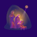 Holy Night. Vector Illustration Of Birth Of Christ.