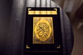 Holy Quran book cover. black and gold design. arabic calligraphy. islamic symbol Royalty Free Stock Photo