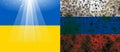 Holy radiance over the national flag of Ukraine and the rotting flag of Russia. No to the occupiers. God save Ukraine