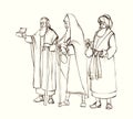 Pencil drawing. Wise men brought gifts to Jesus Royalty Free Stock Photo