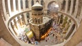 The Holy Sepulchre Church inside from top in Jerusalem timelapse. Royalty Free Stock Photo