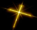Holy shining Christian cross - gold radiant symbol of spirit universe