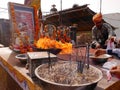 Holy shrine to Om Bana, the motorcycle god, Jodpur, Rajasthan, India Royalty Free Stock Photo