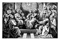 The Holy Spirit Descends on the Apostles and Disciples vintage illustration