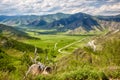 Holy stone on Altai mountain pass Chike-Taman in Russia Royalty Free Stock Photo