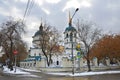 Holy Trinity Church in the city of Irkutsk in the winter, Russia