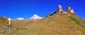 Holy Trinity Church Panorama, Kazbegi, Georgia