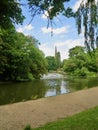 Holy Trinity Church spire Weir and River Avon Royalty Free Stock Photo