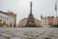 Holy Trinity Column in the main square of the old town of Olomouc, Czech Republic. Old cubes paving Royalty Free Stock Photo