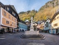 Holy Trinity Statue at Marktplatz Square - Hallstatt, Austria Royalty Free Stock Photo