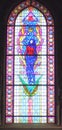 Virgin Mary on stained glass window Royalty Free Stock Photo