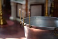 Holy water bowl in the Orthodox Church. Royalty Free Stock Photo