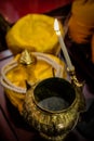 Holy water the monks and religious rituals in thai ceremony Royalty Free Stock Photo