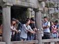 Holy water from Otowa-no-taki waterfall at Kiyomizu-dera temple Royalty Free Stock Photo