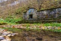 Holy water source in the forest with wildlife. Illustrative editorial. October 24, 2021 Kalarashovka Moldova Royalty Free Stock Photo