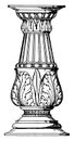 Holy Water-Stoup Candelabrum-like Shaft, shell,  vintage engraving Royalty Free Stock Photo