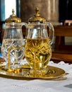 Holy water and holy wine ready for mass Royalty Free Stock Photo