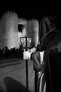 Holy Week in the city of Avila, with silhouettes of religious elements (Spain)