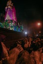 Holy Week in Guatemala: The All Female Penitential Procession of the Seven Sorrows of the Blessed Virgin Mary at night Royalty Free Stock Photo