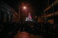 Holy Week in Guatemala: The All Female Penitential Procession of the Seven Sorrows of the Blessed Virgin Mary at night Royalty Free Stock Photo