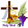 Holy Week, Maundy Monday, Ash Wenesday, Cross with Purple Cloth Cover. Lent Season, Good Friday