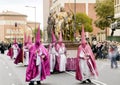 Holy Week procession, the Donkey among the penitents, on Palm Sunday in Zamora, Spain.