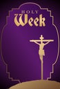 Holy Week - Silhouette of the crucifixion of Christ on purple background