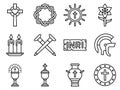 Holy week related line icon set 4, vector illustration