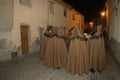 Holy Week in Zamora on the night of Holy Wednesday, procession of the Brown Layers of the Brotherhood of Penitence of the Holy Chr