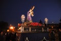 Holy Week in Zamora, Spain, on the night of Passion Thursday, Transfer of the Nazarene of San Frontis when crossing the Stone Brid