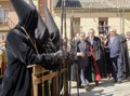 Holy Week in Zamora in Toro, Brotherhood of JesÃÂºs Nazareno and ÃÂnimas, the Conqueros also called cagalentejas on Holy Thursday. Royalty Free Stock Photo