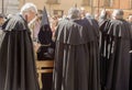 Holy Week in Zamora in Toro, Brotherhood of JesÃÂºs Nazareno and ÃÂnimas, the Conqueros also called cagalentejas on Holy Thursday. Royalty Free Stock Photo