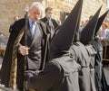 Holy Week in Zamora in Toro, Brotherhood of JesÃÂºs Nazareno and ÃÂnimas, the Conqueros also called cagalentejas on Holy Thursday. Royalty Free Stock Photo