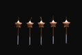 Holydays star shaped candles isolated on a black background. Merry Christmas and Happy New Year