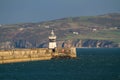 Holyhead breakwater Lighthouse in Anglesey, Wales, from Holyhead, landscape, telephoto