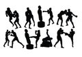 Activities silhouette Sports Wrestling and Boxing