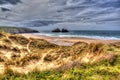 Holywell bay north cornwall coast england uk near newquay colourful hdr Royalty Free Stock Photo