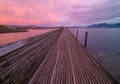 Holzbrucke Rapperswil-Hurden, wooden pedestrian bridge between Rapperswil and Hurden crossing the upper Lake ZÃÂ¼rich Obersee