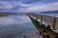 Holzbrucke Rapperswil-Hurden, wooden pedestrian bridge between Rapperswil and Hurden crossing the upper Lake ZÃÂ¼rich Obersee