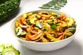 Homade vegan food Spicy bitter gourd stir fry. Royalty Free Stock Photo